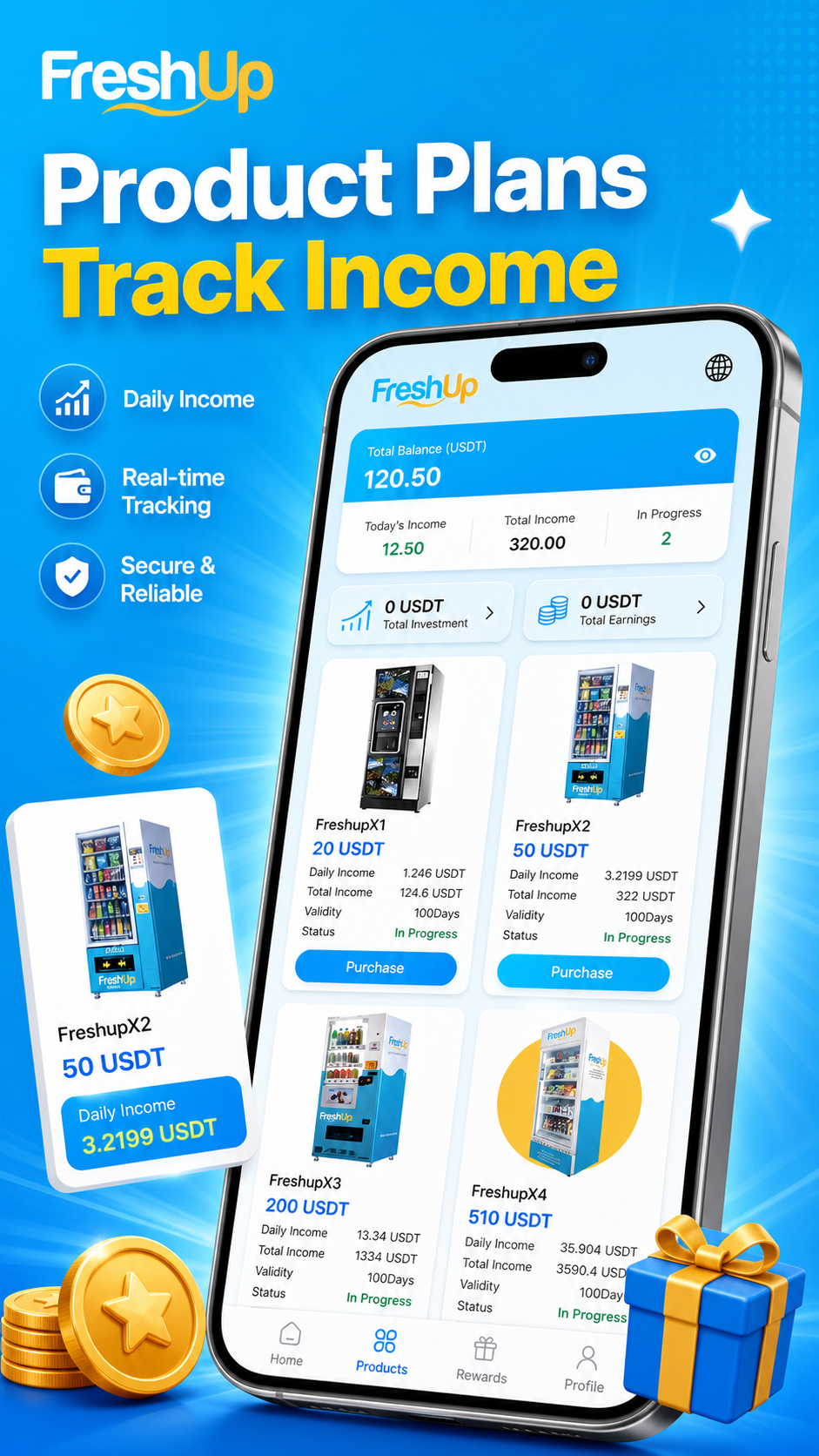 FreshUp screenshot: earn daily
